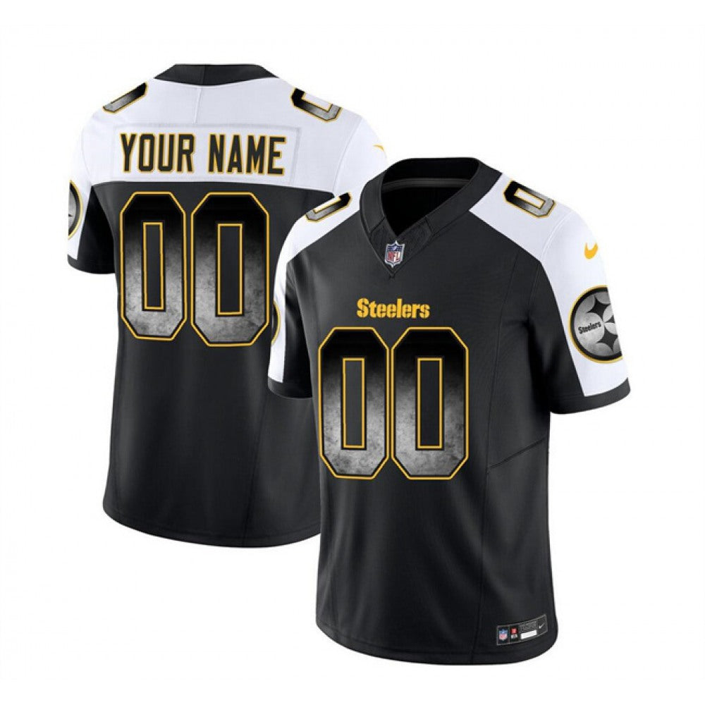 Men's Pittsburgh Steelers Active Player Black/White 2023 F.U.S.E. Smoke Vapor Untouchable Limited Stitched Jersey