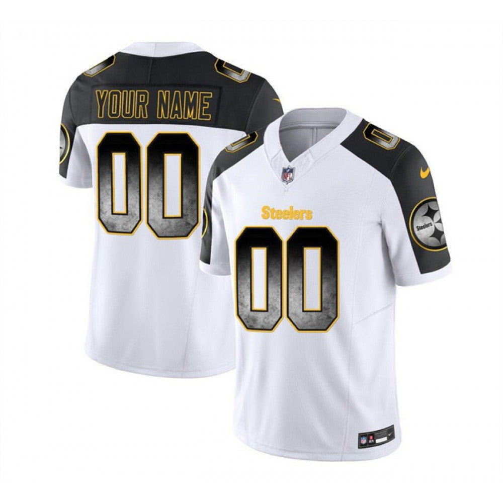 Men's Pittsburgh Steelers Active Player White/Black 2023 F.U.S.E. Smoke Vapor Untouchable Limited Stitched Jersey