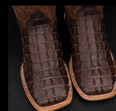 Brown American Alligator Hornback – Square Toe
