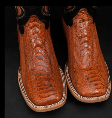 Cognac Ostrich Leg – Arena Square Toe