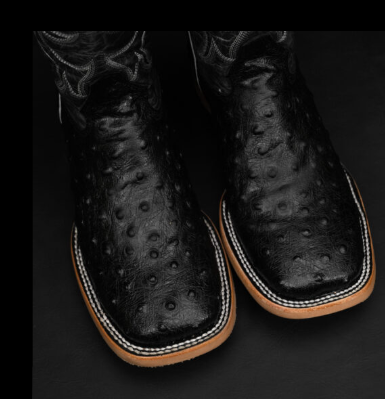 Black Ostrich – Ranch Square Toe