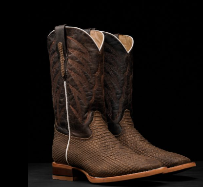 Matte Brown Nobuck Python – Square Toe
