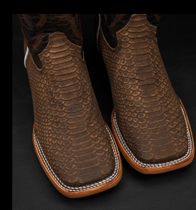 Matte Brown Nobuck Python – Square Toe