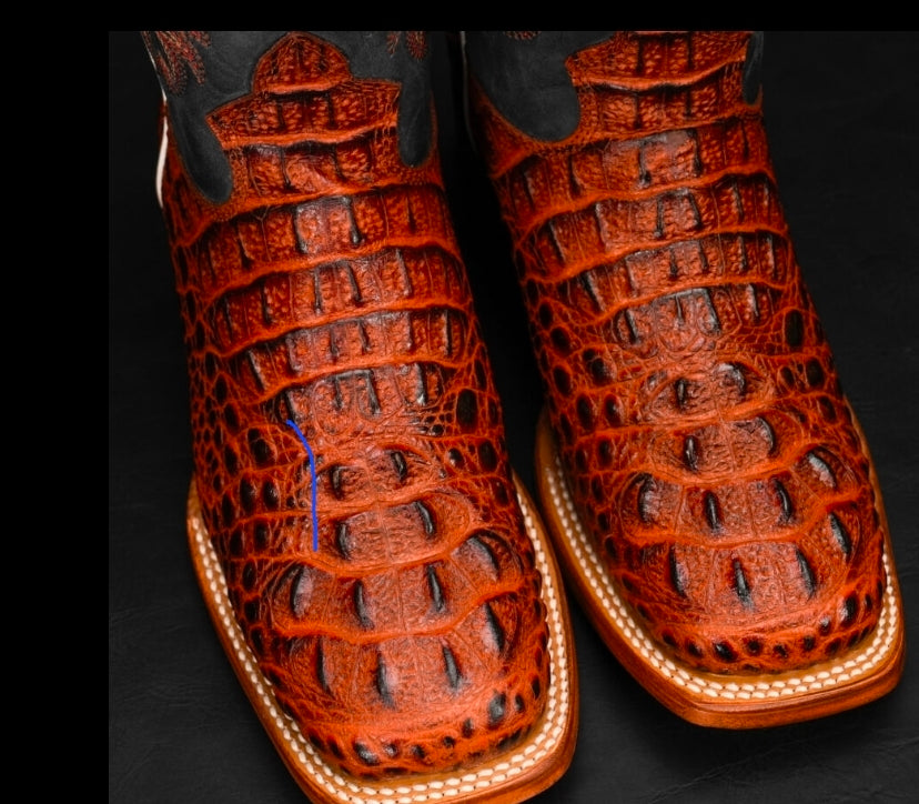 Women's Cognac Caiman Neck – Square Toe